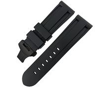 CHCWR Butfly fermoir Bandle de montre en caoutchouc 24 mm 26 mm pour luminor submersible coloré en silicone sport watch/noir noir 2/24 mm