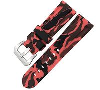 CHCWR Butfly fermoir de montre en caoutchouc 24 mm 26 mm pour luminor submersible coloré en silicone sport watch/camo red argent 1/26 mm