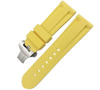 CHCWR Butfly fermoir en caoutchouc de montre 24 mm 26 mm pour Luminor Submersible Silicone Sport Watch Strap/Silver Silver 2/26 mm