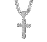CHCWR collier alliage complet diamant croix pendentif collier masculin et chaîne féminine