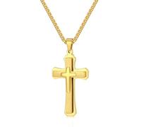 CHCWR Collier croix pour hommes, chaîne transversale pour hommes en acier inoxydable, zircone cubique croix croix collaires pendents joelry Boîte à cadeau chaîne 18-24 pouces