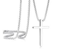 CHCWR Collier croix pour hommes, chaîne transversale pour hommes en acier inoxydable, zircone cubique croix croix collaires pendents joelry Boîte à cadeau chaîne 18-24 pouces