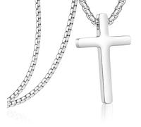 CHCWR Collier croix pour hommes, chaîne transversale pour hommes en acier inoxydable, zircone cubique croix croix collaires pendents joelry Boîte à cadeau chaîne 18-24 pouces