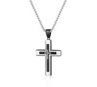 CHCWR Collier croix pour hommes, chaîne transversale pour hommes en acier inoxydable, zircone cubique croix croix collaires pendents joelry Boîte à cadeau chaîne 18-24 pouces