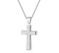 CHCWR Collier croix pour hommes, chaîne transversale pour hommes en acier inoxydable, zircone cubique croix croix collaires pendents joelry Boîte à cadeau chaîne 18-24 pouces