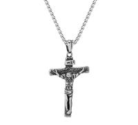 CHCWR Collier croix pour hommes, chaîne transversale pour hommes en acier inoxydable, zircone cubique croix croix collaires pendents joelry Boîte à cadeau chaîne 18-24 pouces
