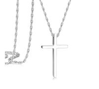 CHCWR Collier de croix pour hommes, chaîne transversale en acier inoxydable pour hommes, zircone cubique croix crucifix collaires pendents bijoux chaîne de corde cadeau 18-24 pouces, 24 pouces, acier