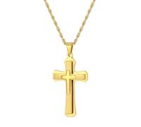 CHCWR Collier de croix pour hommes, chaîne transversale en acier inoxydable pour hommes, zircone cubique croix crucifix collaires pendents joelry Gift corde chaîne 18-24 pouces, 22 pouces, acier