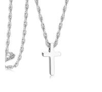 CHCWR Collier de croix pour hommes, chaîne transversale en acier inoxydable pour hommes, zircone cubique croix crucifix collaires pendents joelry gise corde chaîne 18-24 pouces, 18 pouces, acier