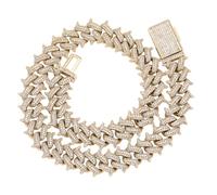 CHCWR Collier de liaison cubain à 925 en or 1425 Silver 15 mm, Moisanite à la Hip-Hop Moisanite Embellie, Bold Jewelry Piece, Cadeaux de la fête des pères pour papa