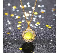 CHCWR Collier de pendentif ambre naturel 18K Fleur de chaîne plaquée or