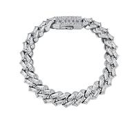 CHCWR Collier de tennis à chaîne cubaine de Baguette Gold 14K