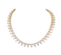 CHCWR Collier de tennis Moisanite, tour de tour de strass en or 18 carats, bijoux de mariée délicat pour femmes, cadeau pour elle