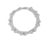 CHCWR Collier d'os hip-hop en or 14 carats avec chaîne de col de Moissanite complète de 10 mm, design unisexe, élégant et à la mode, idéal pour les hommes et les femmes