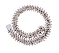 CHCWR Collier épineux de 20 mm en or 1425, en argent, chaîne cubaine Moisanite densément, luxueuse pour des célébrations ou des réalisations spéciales, la fête des pères de sa femme