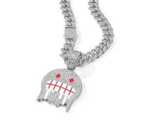 CHCWR Collier long pour hommes titane en acier or plaqué diamant plein sourire;