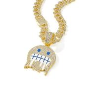 CHCWR Collier long pour hommes titane en acier or plaqué diamant plein sourire;