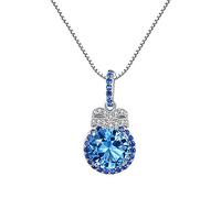 CHCWR Collier pendentif topaze bleu 7 mm pour femmes charmante chaîne de pierres précieuses