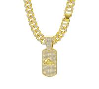 CHCWR Collier pour hommes Collier de chaîne de liaison cubaine de luxe avec un chien de sneaker-tag tag de la chaîne pendentielle de la chaîne de pendentif 23,62 pouces