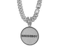 CHCWR Collier pour hommes Collier de chaîne de luxe pour femmes avec pendentif circulaire à tasse cristalline, liaison cubaine plaquée or, Longueur de chaîne d'accents de strass 23,62 pouces