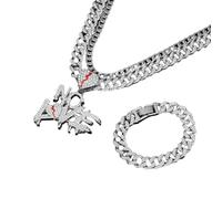 CHCWR Collier titane en acier or plaqué diamant sans lettre d'amour collier pendentif Bracelet de chaîne cubaine nk chaîne de trois pièces combinaison combinaison des chaînes pour hommes et femmes