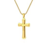CHCWR Collier transversal pour hommes, chaîne transversale pour hommes en acier inoxydable, zircone cubique croix croix collaires pendents bijoux chaîne de blé de blé 18-24 pouces, 20 pouces, acier
