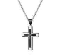 CHCWR Collier transversal pour hommes, chaîne transversale pour hommes en acier inoxydable, zircone cubique croix croix pendentif collations bijoux chaîne de blé de blé 18-24 pouces, 22 pouces, acier