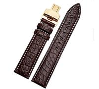 CHCWR Crocodile en cuir bande de montre pour tout bracelet de marque 16 17 18 sangles de 19 mm avec fermoir pliant (couleur: or brun blanc, taille: 17 mm)