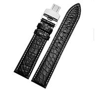 CHCWR Crocodile en cuir bande de montre pour tout bracelet de marque 16 17 18 sangles de 19 mm avec fermoir pliant (couleur: or brun blanc, taille: 17 mm)