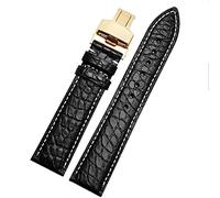 CHCWR Crocodile en cuir bande de montre pour tout bracelet de marque 16 17 18 sangles de 19 mm avec fermoir pliant (couleur: or brun blanc, taille: 17 mm)