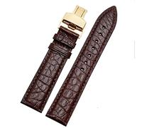 CHCWR Crocodile en cuir bande de montre pour tout bracelet de marque 16 17 18 sangles de 19 mm avec fermoir pliant (couleur: or brun blanc, taille: 17 mm)