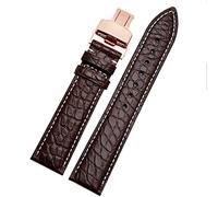 CHCWR Crocodile en cuir bande de surveillance pour tout bracelet de marque 12 13 14 sangles de 15 mm avec fermoir pliant (couleur: fermoir en or de 10 mm, taille: 14 mm)