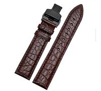 CHCWR Crocodile en cuir bande de surveillance pour tout bracelet de marque 12 13 14 sangles de 15 mm avec fermoir pliant (couleur: fermoir en or de 10 mm, taille: 14 mm)