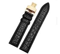 CHCWR Crocodile en cuir bande de surveillance pour tout bracelet de marque 12 13 14 sangles de 15 mm avec fermoir pliant (couleur: fermoir en or de 10 mm, taille: 14 mm)