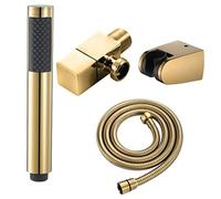 CHCWR Douche à Main en Or, Piste de Douche de précipitation en Laiton Haute Pression, Pomme de Douche Murale avec Tuyau en Acier Inoxydable de 59 Pouces, Base en Laiton et soupape d'angle