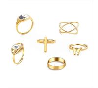 CHCWR Ensemble d'anneaux empilés dorés exquis Bohemian croix papillon de doigt de coeur en forme d'huile d'huile en forme de coeur taiji en forme de bague en forme de coeur