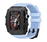 CHCWR Étui à sangle de montre en caoutchouc avec kit de modification du film trempé ， pour 9 8 7 6 5 4 4 Série 44 mm 45 mm Band de surveillance Remplacer les accessoires