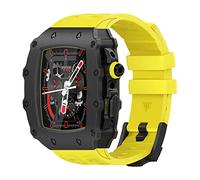 CHCWR Étui à sangle de montre en caoutchouc avec kit de modification du film trempé ， pour 9 8 7 6 5 4 4 Série 44 mm 45 mm Band de surveillance Remplacer les accessoires