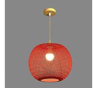 CHCWR Farmhouse Bamboo Weaving Pendant Lights pour Chambre à Coucher, Globe Wicker Kitchen Island Éclairage Éclairage coloré Dome rotin dôme Light Sounton (Sombre 37x32cm)