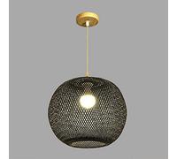 CHCWR Farmhouse Bamboo Weaving Pendant Lights pour Chambre à Coucher, Globe Wicker Kitchen Island Éclairage Éclairage coloré Dome rotin dôme Light Sounton (Sombre 37x32cm)