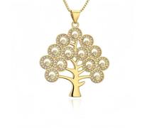 CHCWR Fashion Titanium Steel Diamond incrusté Arbre Tree Pendant creux pour hommes et femmes Collier