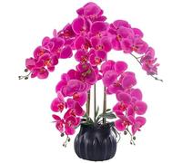 CHCWR Fausses Fleurs réalistes avec Vase Artificial Flower Set 5 têtes phalaenopsis Fausse Fleur pour Le Salon de Mariage à la Maison décoration de Fleur en Plastique décoration décoration