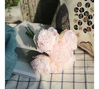 CHCWR Fleur Artificielle, 5 pivoines Bouquet à Domicile Décoration de fête de Mariage mariée et Demoiselle d'honneur Tenant des Fleurs de Fleurs Fausse Fleur (Blanc)