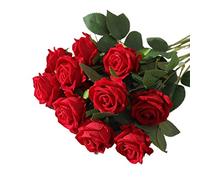 CHCWR Fleurs artificielles 10 Roses de Plante Artificielle Bouquet Ensemble Table de Salle à Manger Fausse Fleur Arrangement de Fleurs en Soie Mariage