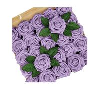 CHCWR Fleurs artificielles pour la décoration 25 PCS Real LAMER Foam Fake Roses avec des tiges de Bouquet de Mariage de Bricolage