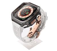 CHCWR Fluororubber Watch Band and Luxury Transparent Watch Case Modification Kit ， pour Ultra 8 49mm Series ， Silicone Watch Band Band Mod Kit