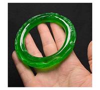 CHCWR Glace transparent transparent en jade bracelet fleurs sculptées à la main en jade Bangle donne des bijoux de cadeaux pour femmes (59-60 mm)