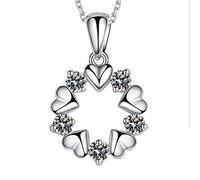 CHCWR Jewelry Heart Zirconia Flower Pendant Collier pour femmes Gift de fête de mariage 45 cm