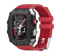 CHCWR Kit de modification du boîtier en métal de montre en caoutchouc , pour 9 8 7 6 5 4 4 SE Série 44 mm 45 mm Bracelet de bande de surveillance Remplacer les accessoires