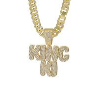 CHCWR Lettre anglaise personnalisée Kingki Diamond Pendant Collier de pendentif de mode cubain